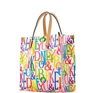 ... DOONEY  BOURKE DB RETRO LETTERS MEDIUM SHOPPER LUNCH TOTE BAG PURSE