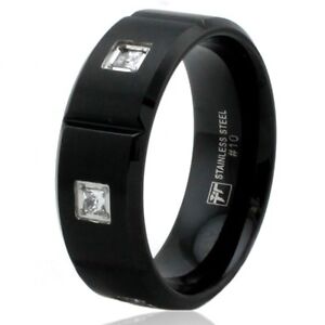 Mens-Stainless-Steel-Grooved-Engravable-Black-Wedding-Band-Promise ...
