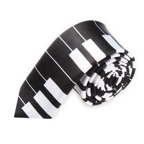 Unisex-Musical-Notes-Piano-Keys-Necktie-56-L-x-2-W-Dark-Piano-Key-Neck-Tie-New
