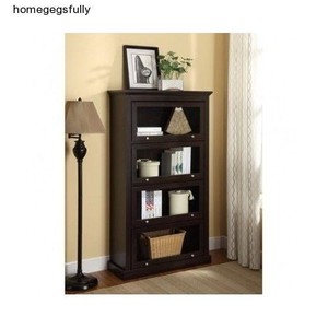 Bookcases-With-Glass-Doors-Book-Shelves-Display-Cabinet-Organizer-Wood 