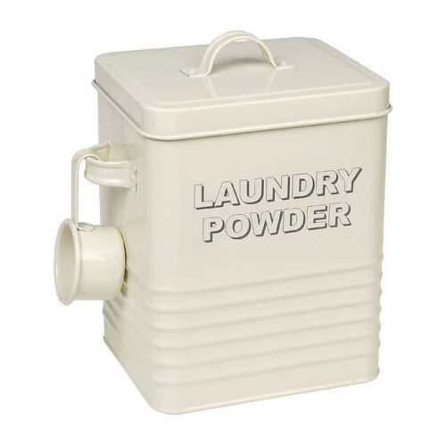 LAUNDRY POWDER STORAGE BOX VINTAGE RETRO CONTAINER WASHING TIN UTILITY