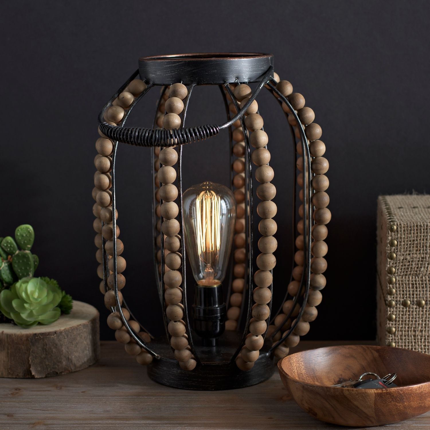 UPC 798919037797 product image for Table Accent Light Beaded Lantern Edison Bulb Included Uplight 14h X 10.25