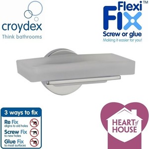 Croydex Bathroom Toilet Accessory Misted Glass Soap Dish Chrome Finish