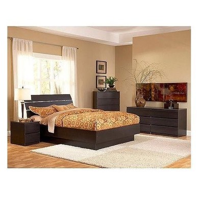 5 Piece Bedroom Furniture Set Espresso Platform ...