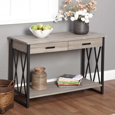 New Black Grey Reclaimed Wood Sofa Table ...