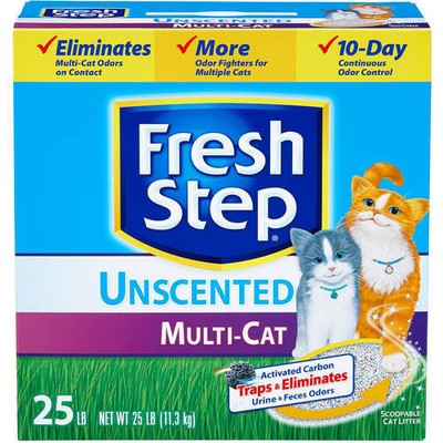 Fresh Step Multi-Cat Unscented Scoopable Cat Litter, ...