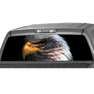 AMERICAN Bald EAGLE warbird FLAG face Rear Window Graphic Decal Truck ...