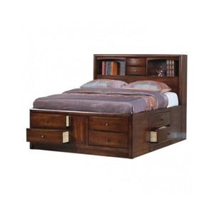 King-Size-Storage-Bed-Bookcase-Headboard-Drawers ...