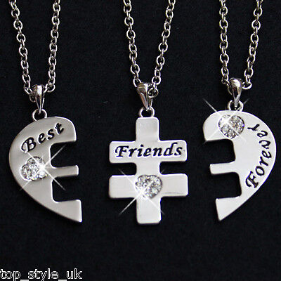 Three Best Friends Necklace RRP£49 Bestfriends 4 Life Crystal Heart Pendant