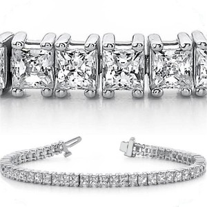 ... carat PRINCESS Cut DIAMOND Tennis Bracelet 18k white Gold, VS clarity