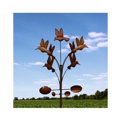 Garden Windmill Sculpture Wind Kinetic Iron Spinner ...