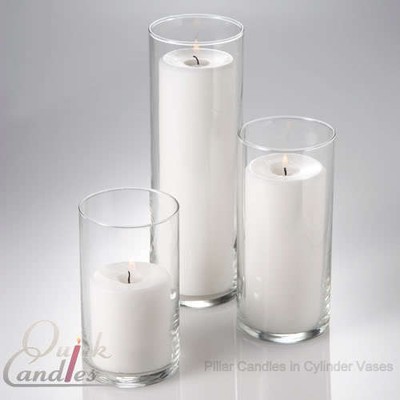 Set of 3 Glass Cylinder Pillar Candle ...