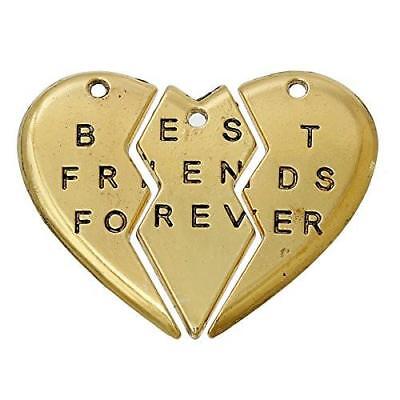 BFF Best Friends Forever 3pc Split Heart Pendant for (Best Friends Split Heart Necklace)