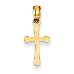 gold Cross charm  cross Pendant 20mmx8mm Polished 14k Gold Small Yellow about Charm small