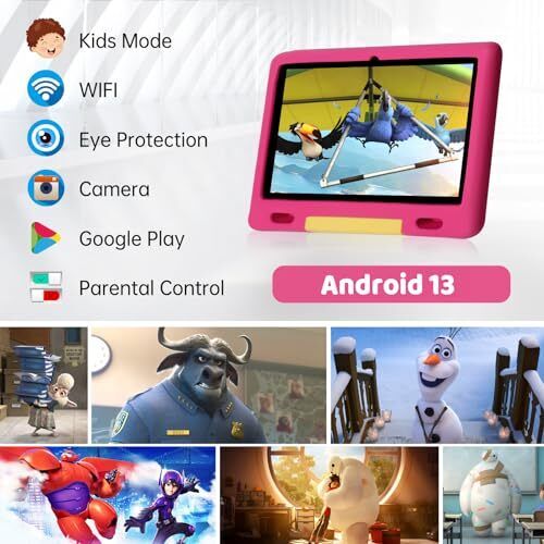 Kids Tablet, 10 inch Android 13 Tablet, Tablet for Kids, Quad 10.1 inch Pink