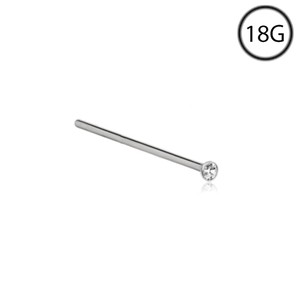 Details about 18K White Gold Nose Ring Rings Straight 1.5mm Bezel 18G