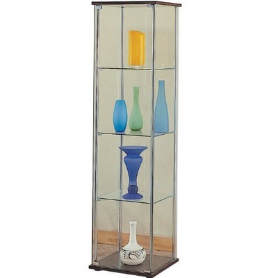 Glass Curio Cabinet Modern Cappuccino Display Case ...