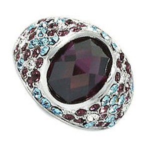 Ladies-Simulated-Amethyst-CZ-Stones-Sterling-Silver-925-Ring-Size-10
