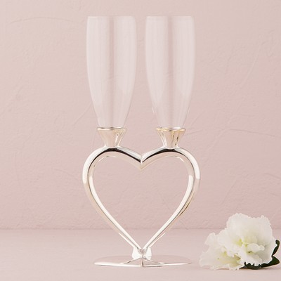 Silver Plated Interlocking Heart Stems Wedding Toasting ...