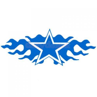 UPC 040000000075 product image for Flaming Star Vinyl Decal Flames Car Truck Window Sticker Blue | upcitemdb.com