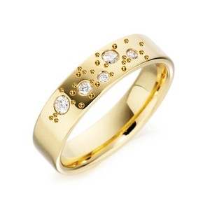 New Fizzy Diamond Set 9ct Yellow Gold Flat Band Wedding 