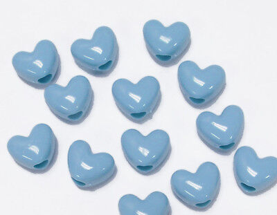 Baby Blue Heart shaped pony beads made in USA for crafts hair school VBS School