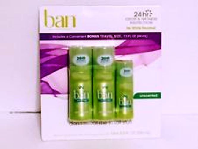 New Ban Unscented Roll-On Antiperspirant Deodorant 3 Pack