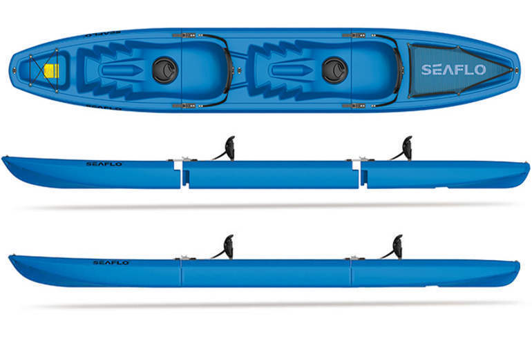 BLUE SEAFLO Tandem 3-Piece Modular Kayak 2-Person Sit-On-Top Model SF-3001T 