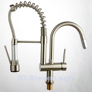 Commercial Kitchen Tap Sink Faucet & Pull-Down Spray Spout Brushed ...