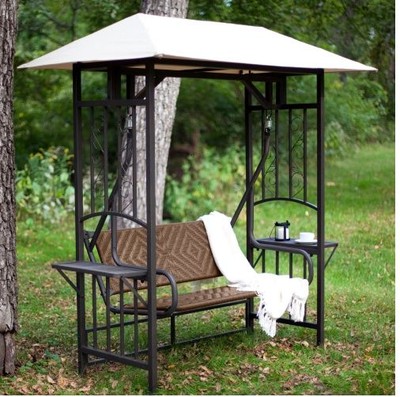 Gazebo Swing 2 Seat Resin Wicker Backyard ...