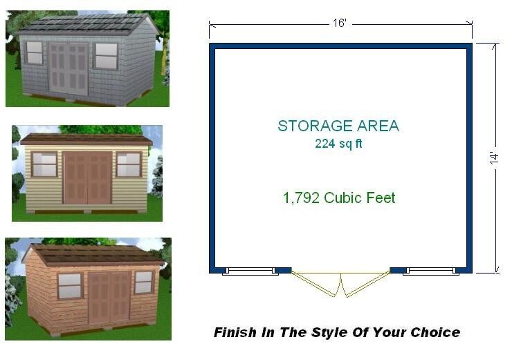 14x16 Storage Shed Plans Package, Blueprints, Material ...