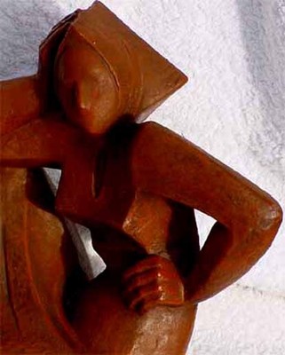 Moderne Kunst Terrakotta Figur-Kubismus-Die Denkerin /Skulptur ...