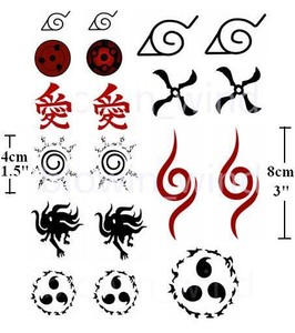Anime Cosplay Tattoo Uzumaki Naruto Kurama Seal Kakashi ...