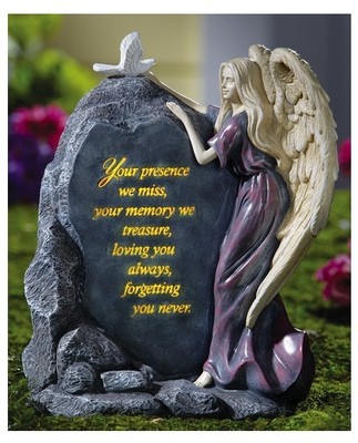 Solar Lighted Guardian Angel Statue Memorial Prayer ...