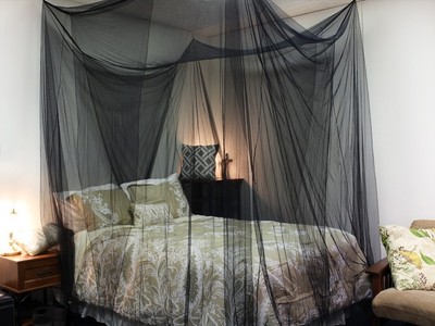 Black Four Corner Canopy Bed Netting Mosquito ...