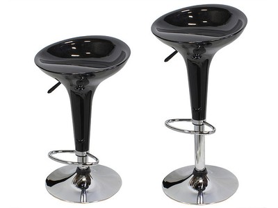 2 Black Modern Bombo Style Swivel Barstools ...