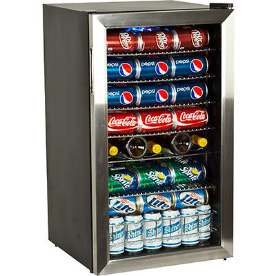118 Can Glass Door Refrigerator Beverage Cooler, ...