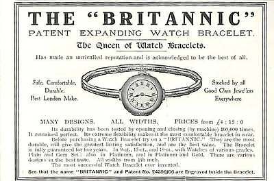 WW1 Britannic Patented Expanding Watch Bracelet Acknowledged To Be The