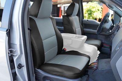 FORD F-150 04-08 S.LEATHER FRONT SEAT COVER NO BUILT IN SEATBELT BLACK/GREY