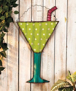 beach decor tropical metal drink themed patio hanging deck living fence hangings