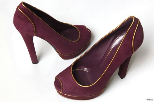 Pre-owned Gucci Purple Bronze Open-toe Platforms Pumps Shoes Huston Super Hot $695