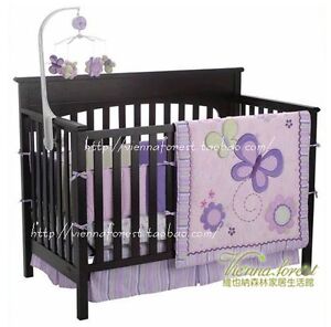 6 Piece Purple Butterfly Baby Crib Cot Bedding Set ...