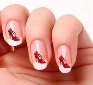 ... about 20 Nail Art Decals Transfers Stickers #340 - Red High Heel Shoe