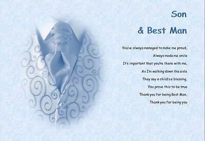SON BEST MAN (young) personalised poem (Laminated