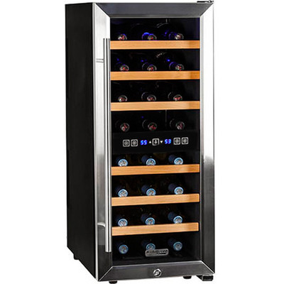 24 Bottle Dual-Zone Wine Cooler, Stainless Steel ...