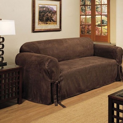 MICRO SUEDE SLIPCOVER SOFA LOVESEAT CHAIR FURNITURE ...