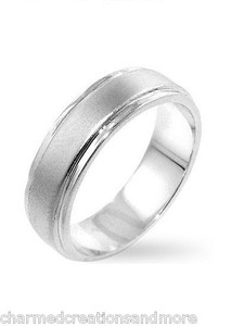 ... -Classic-Mens-White-Gold-Rhodium-Wedding-Band-Ring-Sizes-8-9-10-11-12