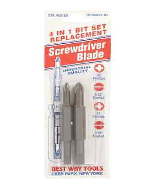 Best Way Tools 4 in 1 Screwdriver Replacement Bits Phillips, Slotted