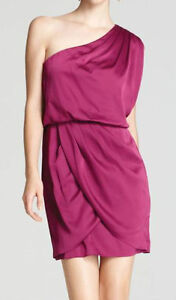 AQUA-Purple-Satin-Blouson-Tulip-Hem-One-Shoulder-Cocktail-Dress-8-NEW ...