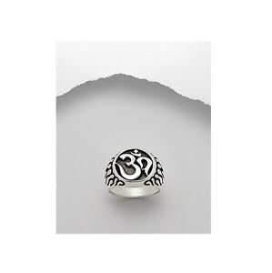 ... Sterling Silver .925 Om Ohm Aum Men's Ring With Flames Sizes 7-12